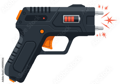 Slika na platnu A stylized illustration of a black stun gun defense tech device