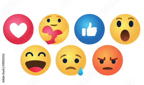 Cartoon Emoji Emotions Vector Set