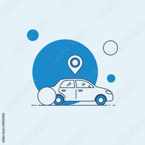 Modern Car With Location Pin Icon Minimalist Design