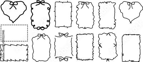 Collection of decorative borders and tags with bows