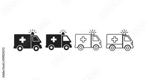 Ambulance emergency vehicle icons show four styles.