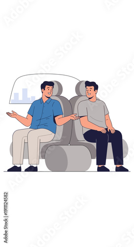 Modern Ride Sharing Two Men Conversing In Car Interior