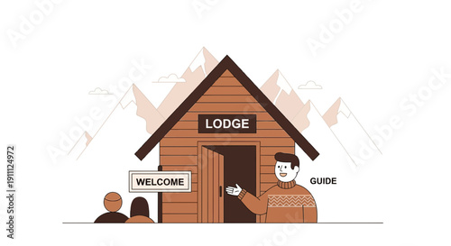 Mountain Lodge Welcome Guide Service Offering Warm Hospitality In Snowy Peaks