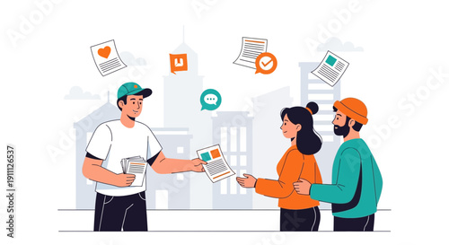 Outdoor Flyer Distribution Engaging Community With Promotional Materials