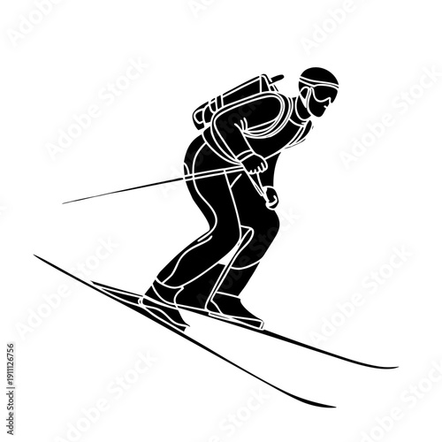 Minimalist Biathlon SVG Line Icon – Olympic Winter Sport Vector