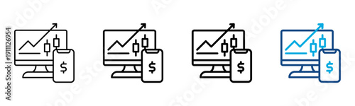 Trading Icon Different Style Outline Collection Set Vector Illustration
