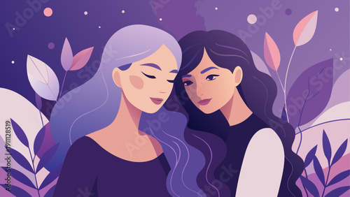 Young couple kissing under moonlight romantic silhouette vector illustration