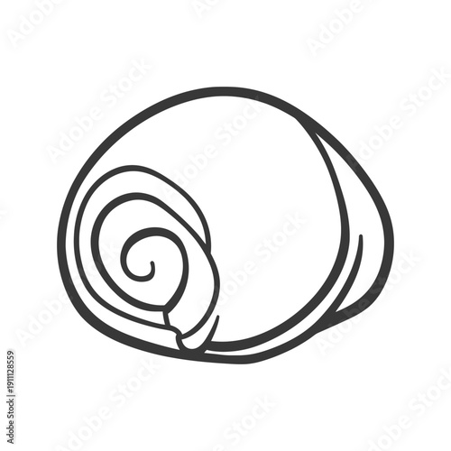 This image presents a single seashell in a simplistic drawing