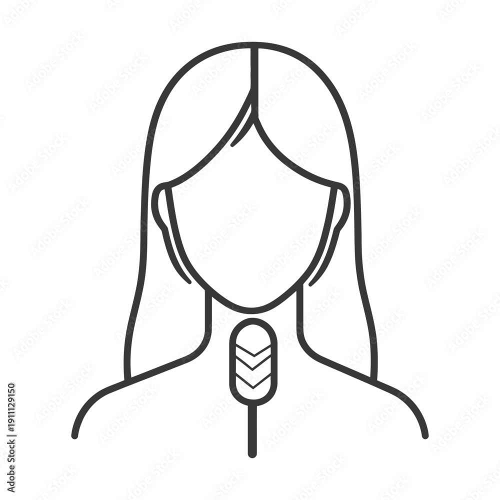 Obraz premium A faceless figure with microphone icon on the neck