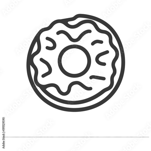 A simple line drawing depicting a sweet frosted donut