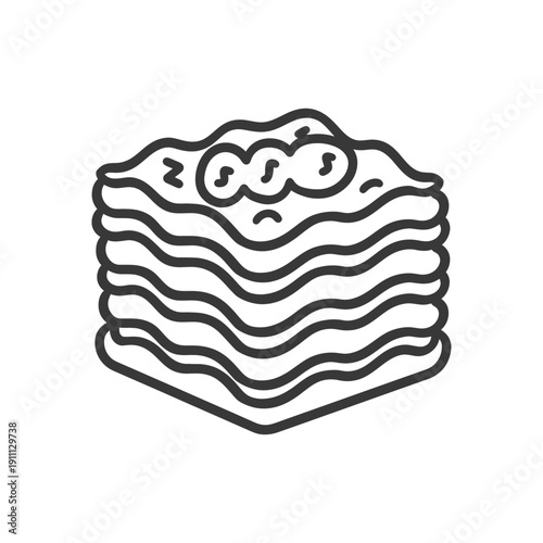 A simple illustration of a layered and savory pasta dish
