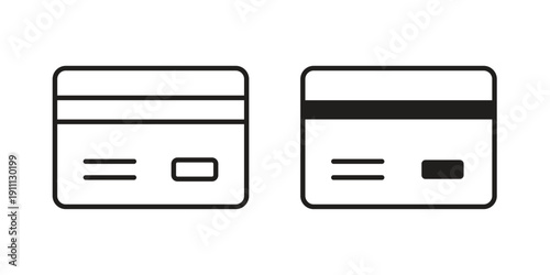 ATM card icon. Line and Silhouette Icon Set.