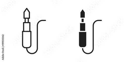 Audio Cable icon. Line and Silhouette Icon Set.