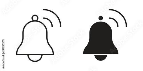 Bell icon. Line and Silhouette Icon Set.