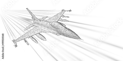 Hand drawn supersonic aircraft isolated on plain background. Aviation engineering, high speed transport, futuristic airplane, aerospace innovation, flight concept. Sketch illustration.