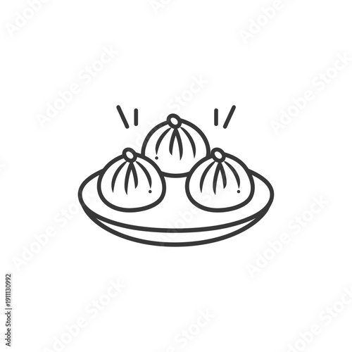 Three dim sum dumplings arranged on a serving plate together