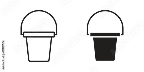 Bucket icon. Line and Silhouette Icon Set.