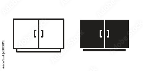 Cabinet icon. Line and Silhouette Icon Set.