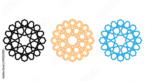 Visual comparison of interconnected network structures with varying node densities and colors isolated on transparent background, Vector