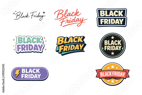Black friday sale logos collection with diverse typography and designs