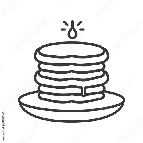 A stack of pancakes with dripping syrup resting on a plate