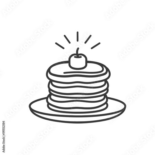 A Stack of Pancakes Garnished with a Cherry on Top