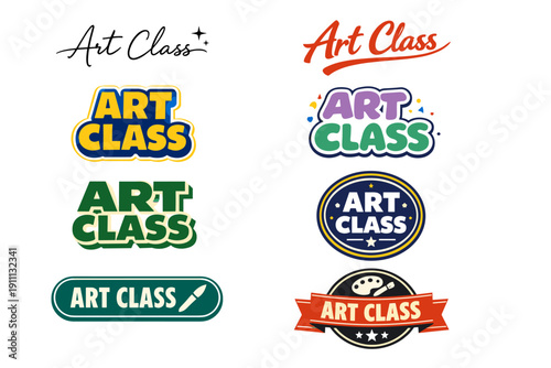 Colorful art class logos: creative designs and styles