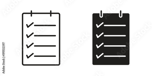 Check list icon. Line and Silhouette Icon Set.