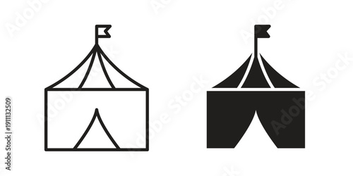 Circus tent icon. Line and Silhouette Icon Set.