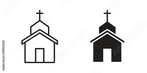 Church icon. Line and Silhouette Icon Set.