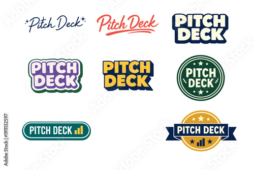 Pitch deck logos in various styles and designs for branding