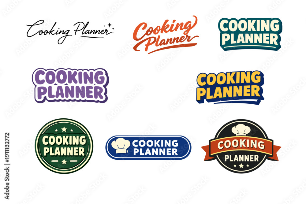 Obraz premium Cooking planner logo designs variety in bold colors and fonts