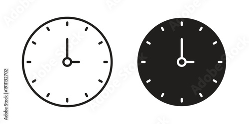 Clock icon. Line and Silhouette Icon Set.