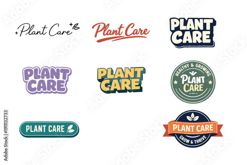 Variety of stylish plant care logos for gardening enthusiasts