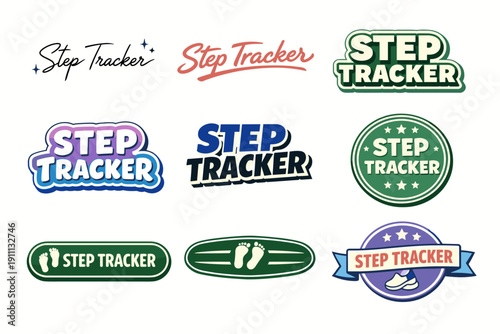 Step tracker logo variations and design collection