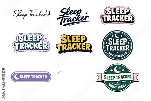 Variety of sleep tracker logos in different styles and colors
