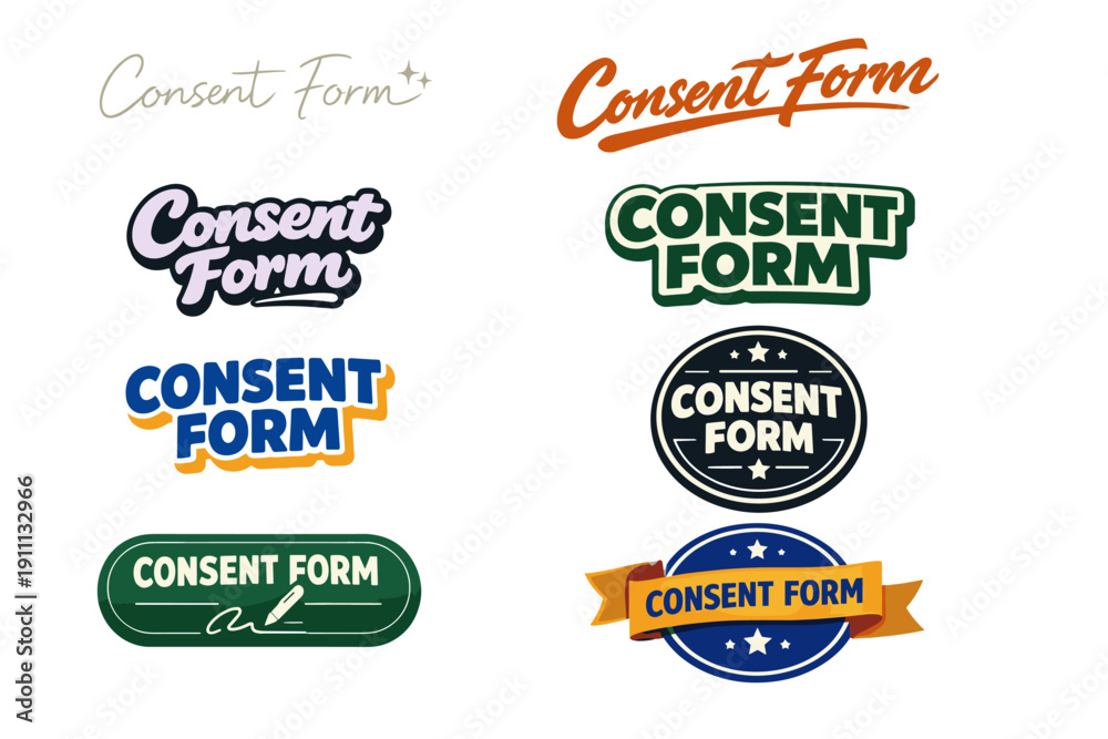 Obraz premium Creative consent form designs with diverse typography styles and color schemes