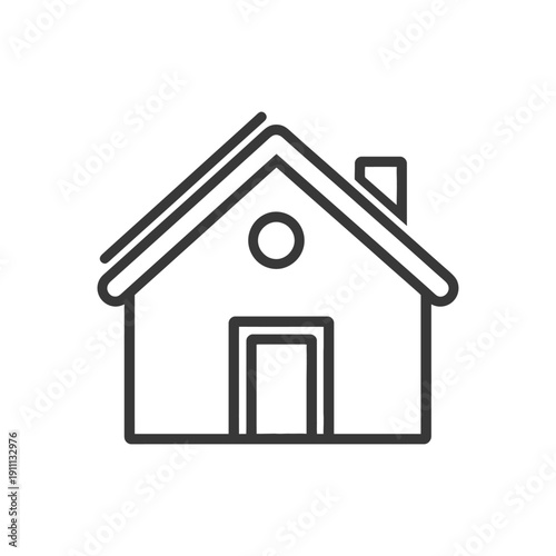 An outlined representation of a simple residential house dwelling