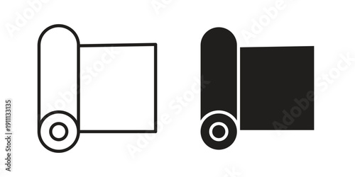 Construction film roll icon. Line and Silhouette Icon Set.