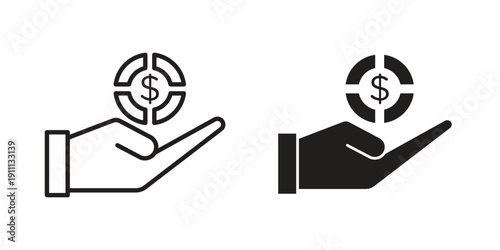 Contribution icon. Line and Silhouette Icon Set.