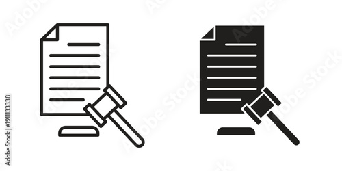 Court decision icon. Line and Silhouette Icon Set.