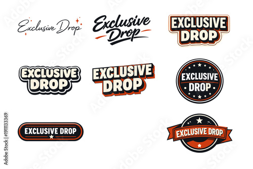 Collection of exclusive drop logo designs with various styles and fonts