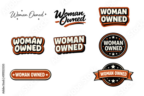 Diverse woman owned logos: bold graphic designs and typography styles