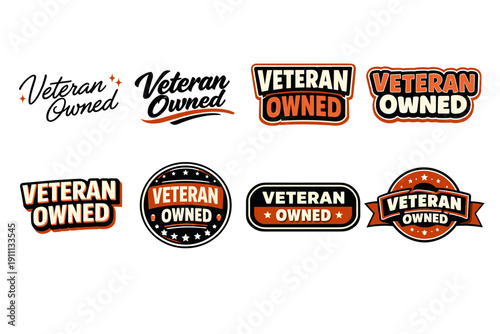 Veteran owned business logos with various styles and designs