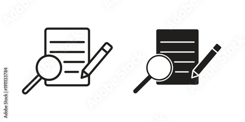 Defining icon. Line and Silhouette Icon Set.