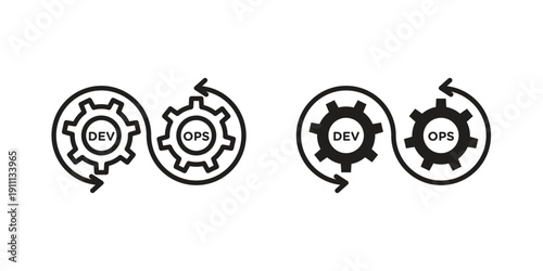 Dev ops icon. Line and Silhouette Icon Set.