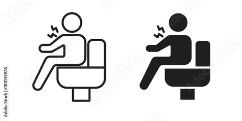 Diarrhea icon. Line and Silhouette Icon Set.