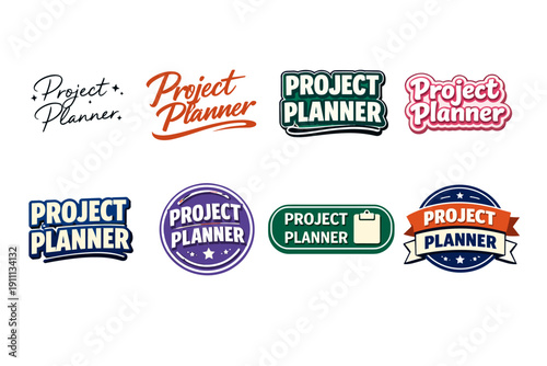 Diverse project planner logos in various styles and colors