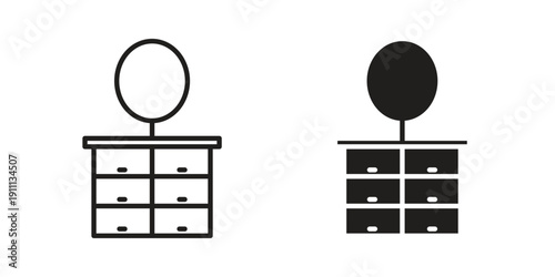 Dresser icon. Line and Silhouette Icon Set.