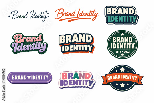 Diverse brand identity designs in various styles and fonts